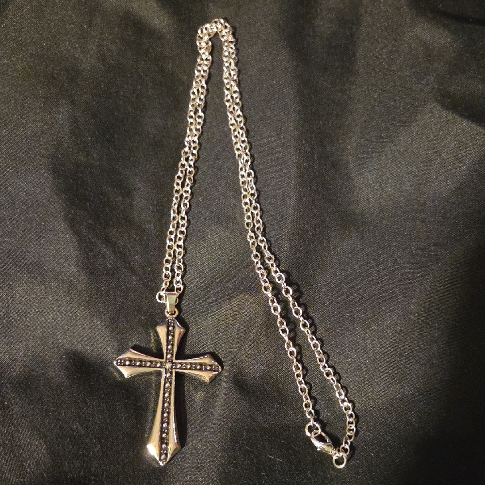 Silver Cross Pendant Necklace